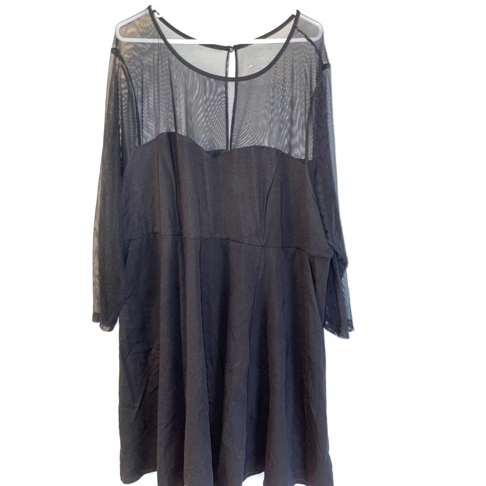 TORRID Dress Womens sz 30 Studio Luxe Ponte Mesh Illusion Black Nylon Spandex